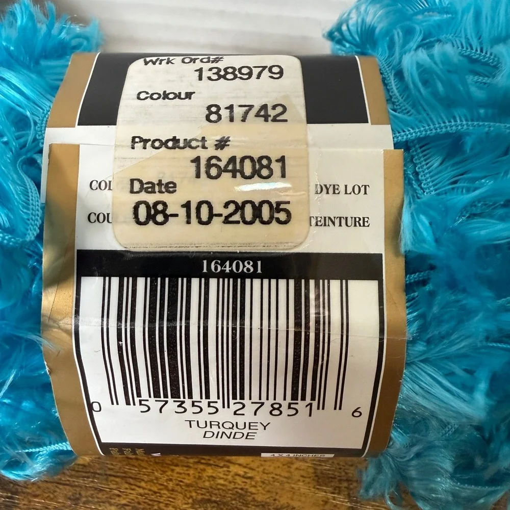 VTG Bernat Boa Y2K Yarn 3 Skeins Turquoise Blue Knitting Crochet 213 Yards Fuzzy